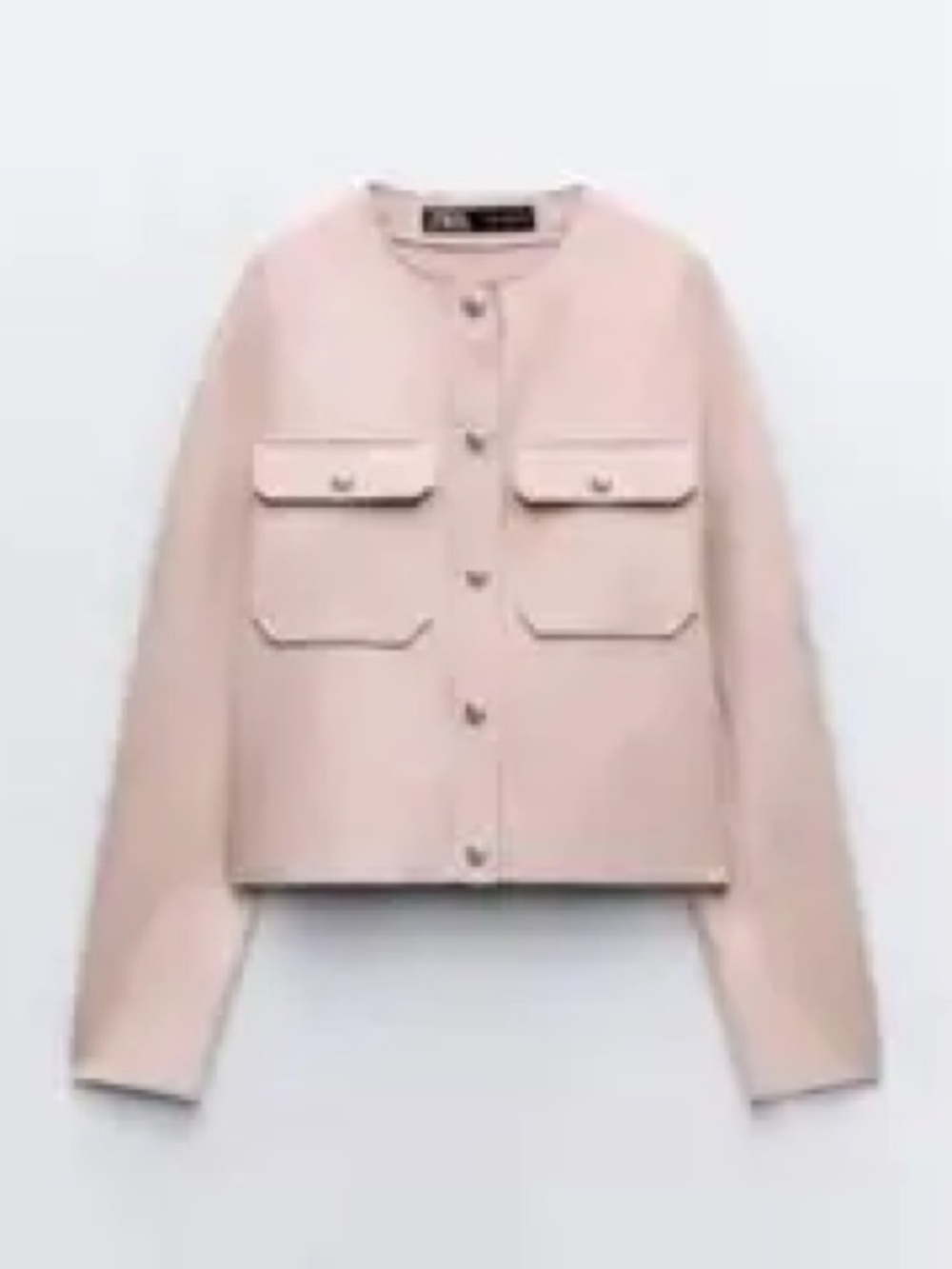 Zara Womens Pale Pink Boxy Button-Front Jacket